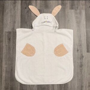 💞 Adorable Cream Bunny Rabbit Kids Poncho-Style Hooded Towel